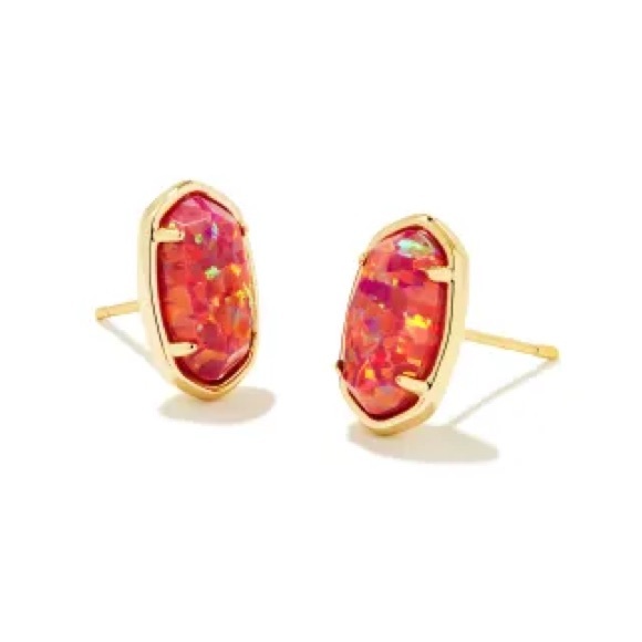 Kendra Scott Grayson Gold Stone Stud Earrings in Berry Kyocera Opal